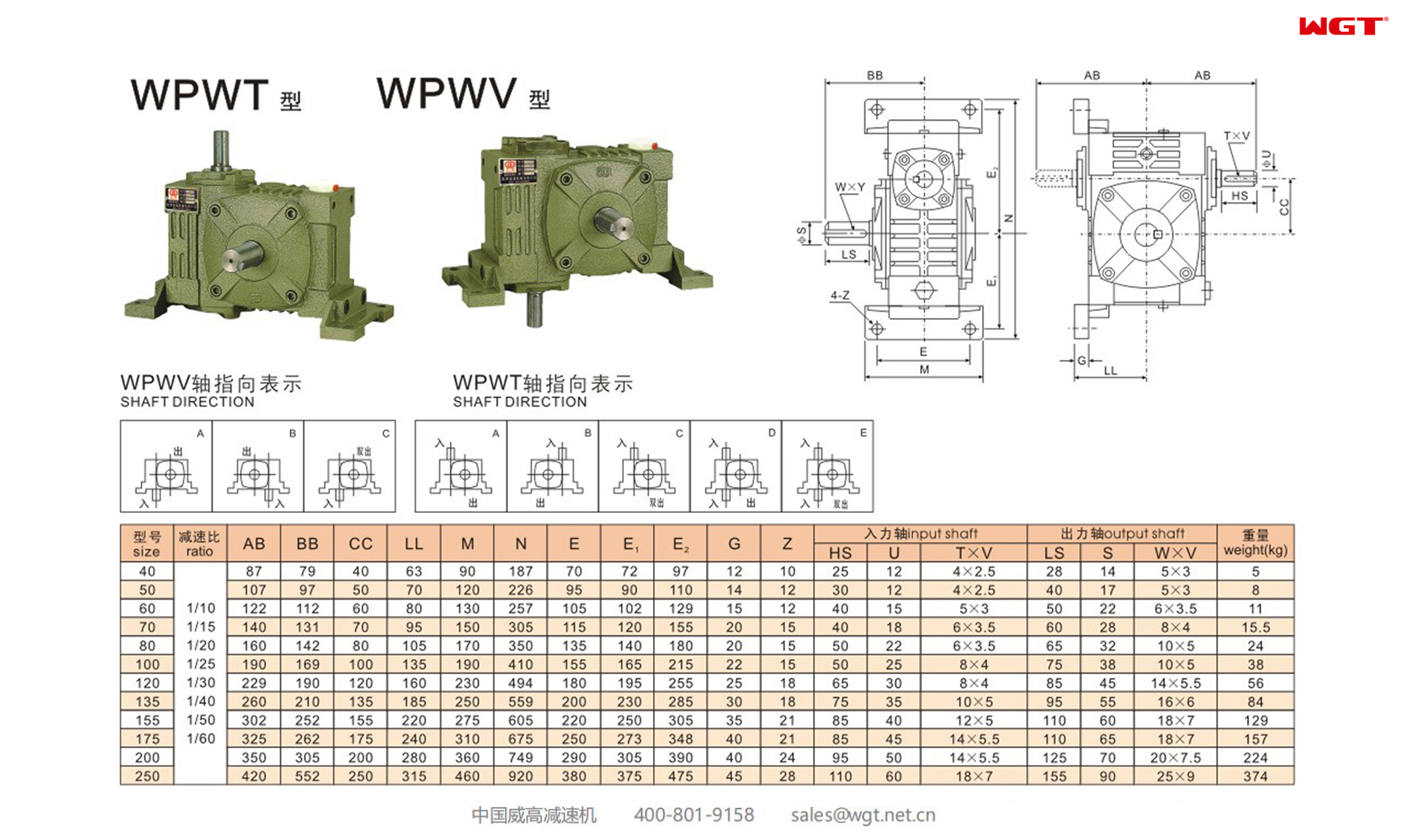 WPWT WPWV250 蜗轮减速机 万向减速机