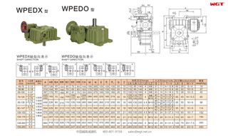 WPEDX WPEDO155-250 蝸輪減速機 雙倍速減速機