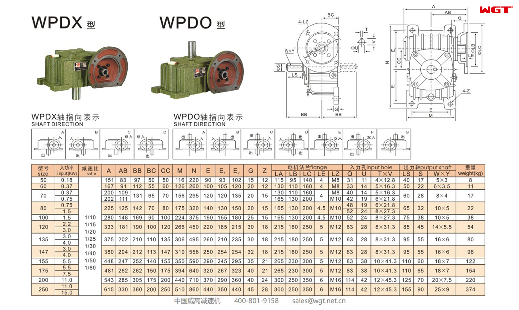 WPDO250 蜗轮蜗杆减速机 单速减速机