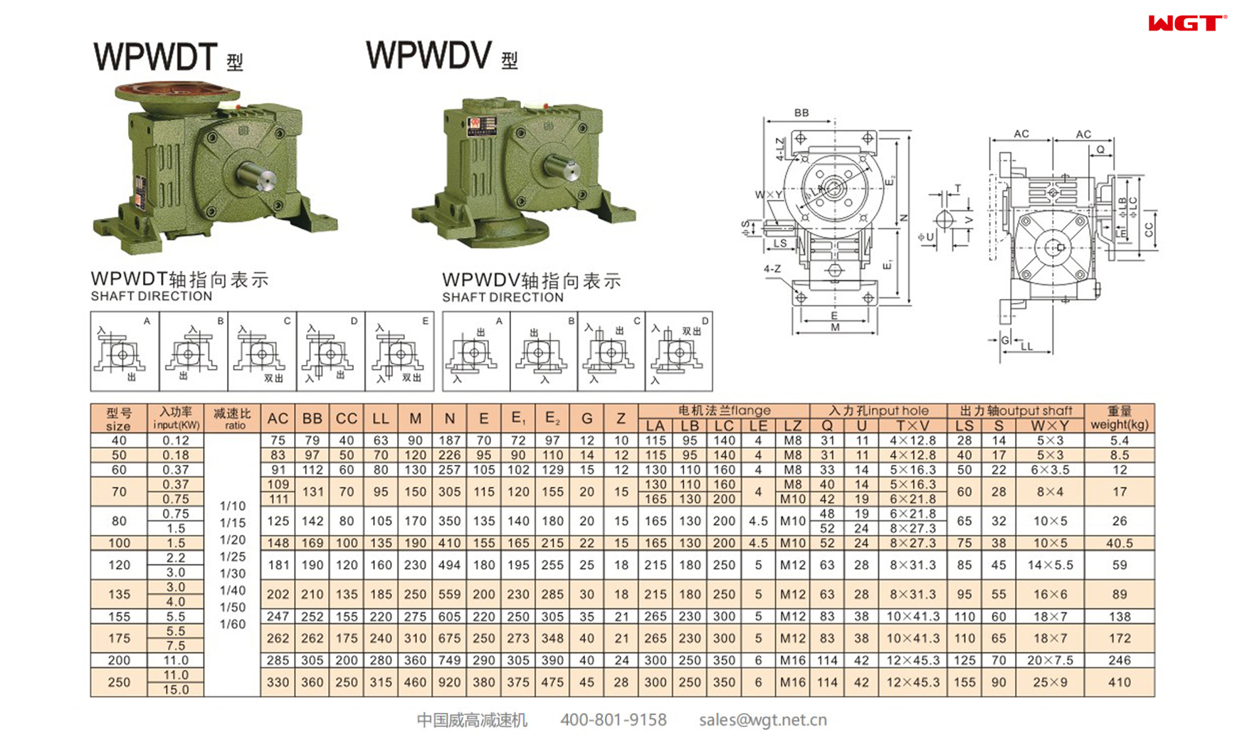WPWDT WPWDV200 蜗轮减速机 万向减速机