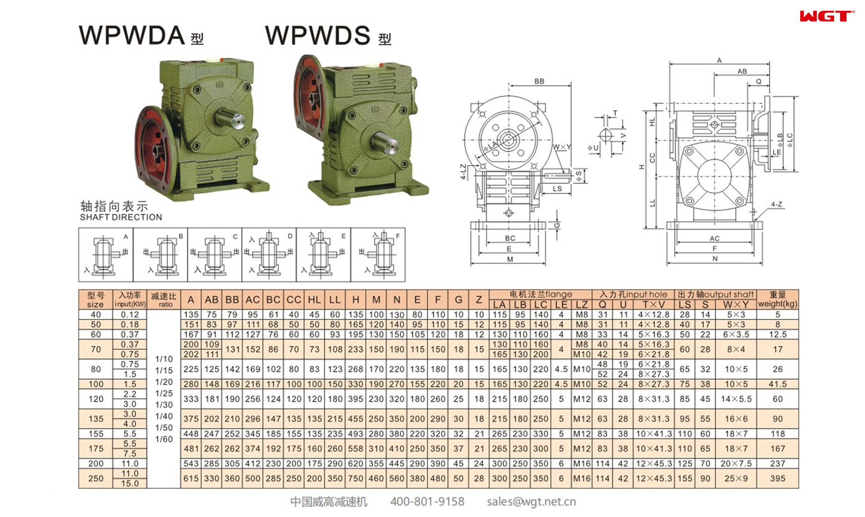 WPWDA WPWDS50 蜗轮蜗杆减速机 万向减速机
