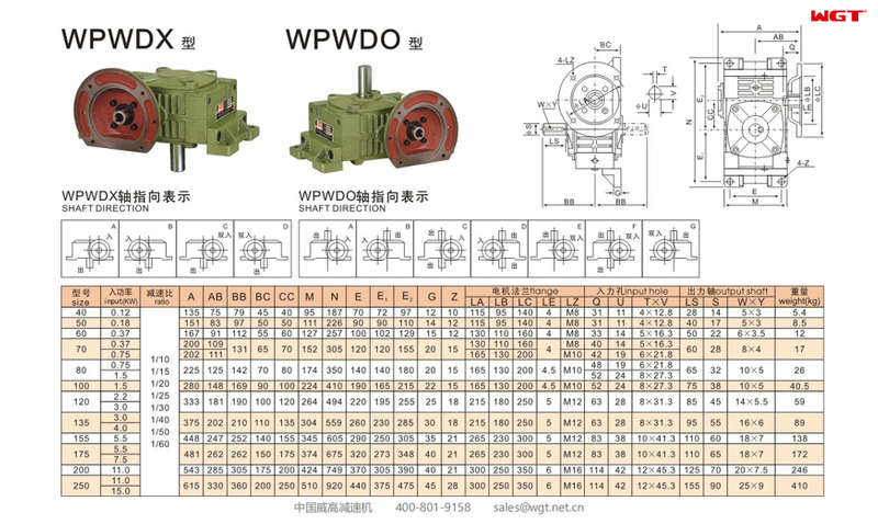 WPWDX WPWDO40 蜗轮减速机 万向减速机