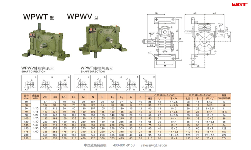 WPWT WPWV175 蜗轮减速机 万向减速机