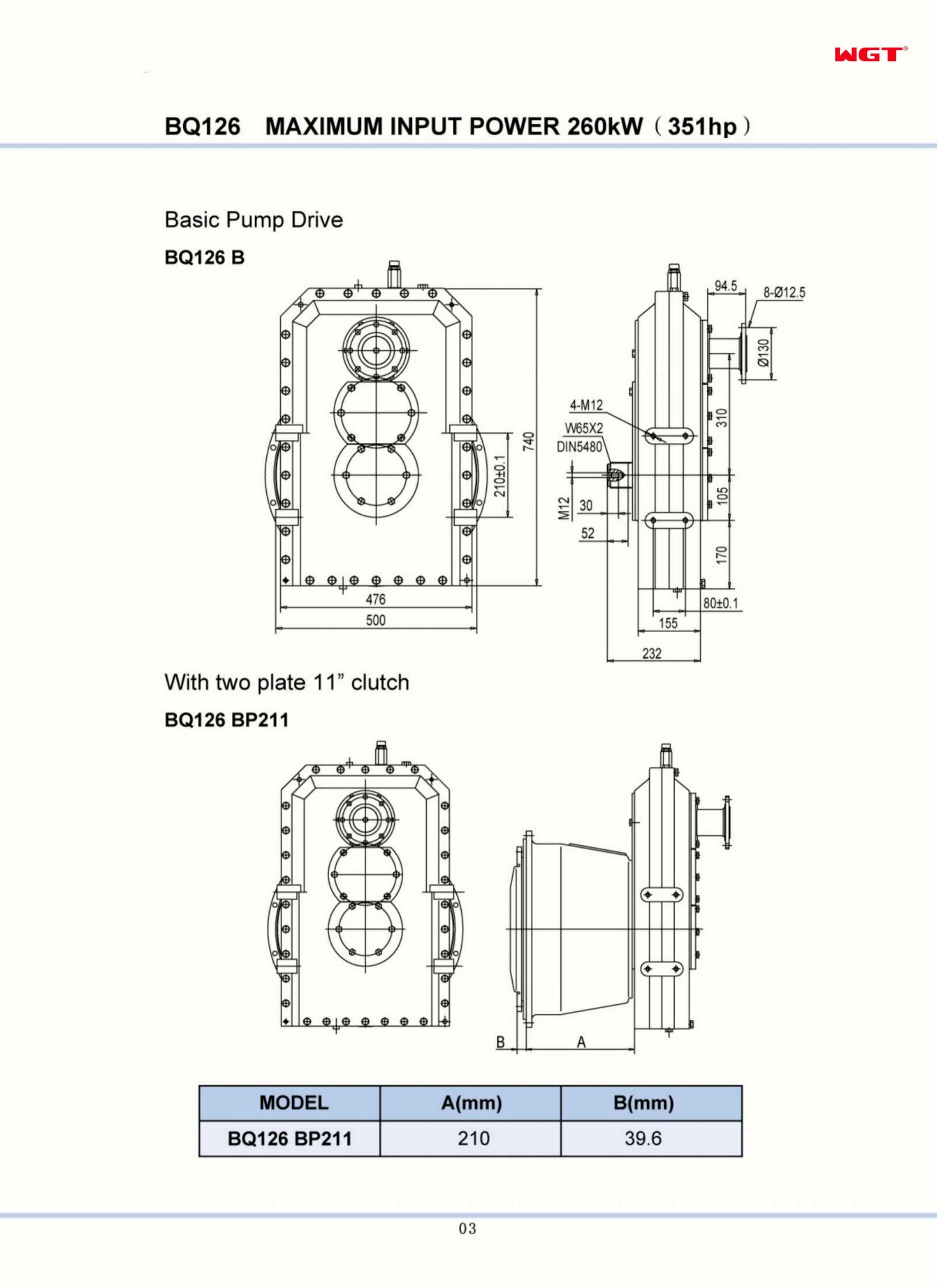 BQ126 B 高达 260kW(351hp)