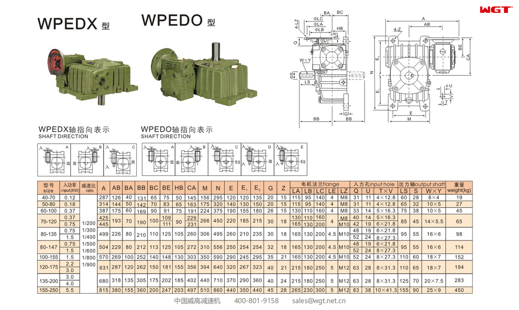 WPEDX WPEDO60-100 蜗轮蜗杆减速机 双速减速机