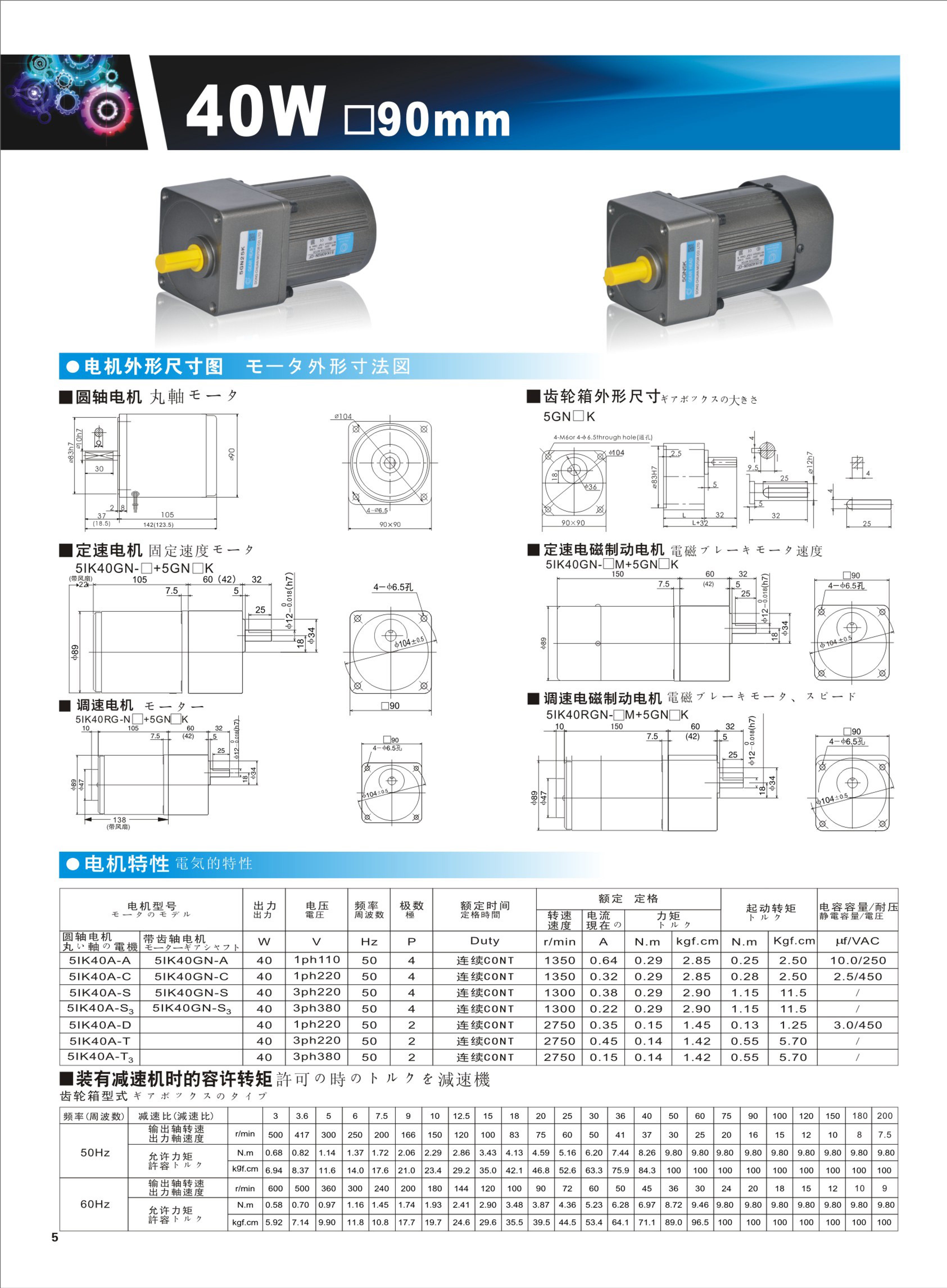 51IK40A-S 40W 90mm GEAR REDUCER MOTOR_Series Gearbox