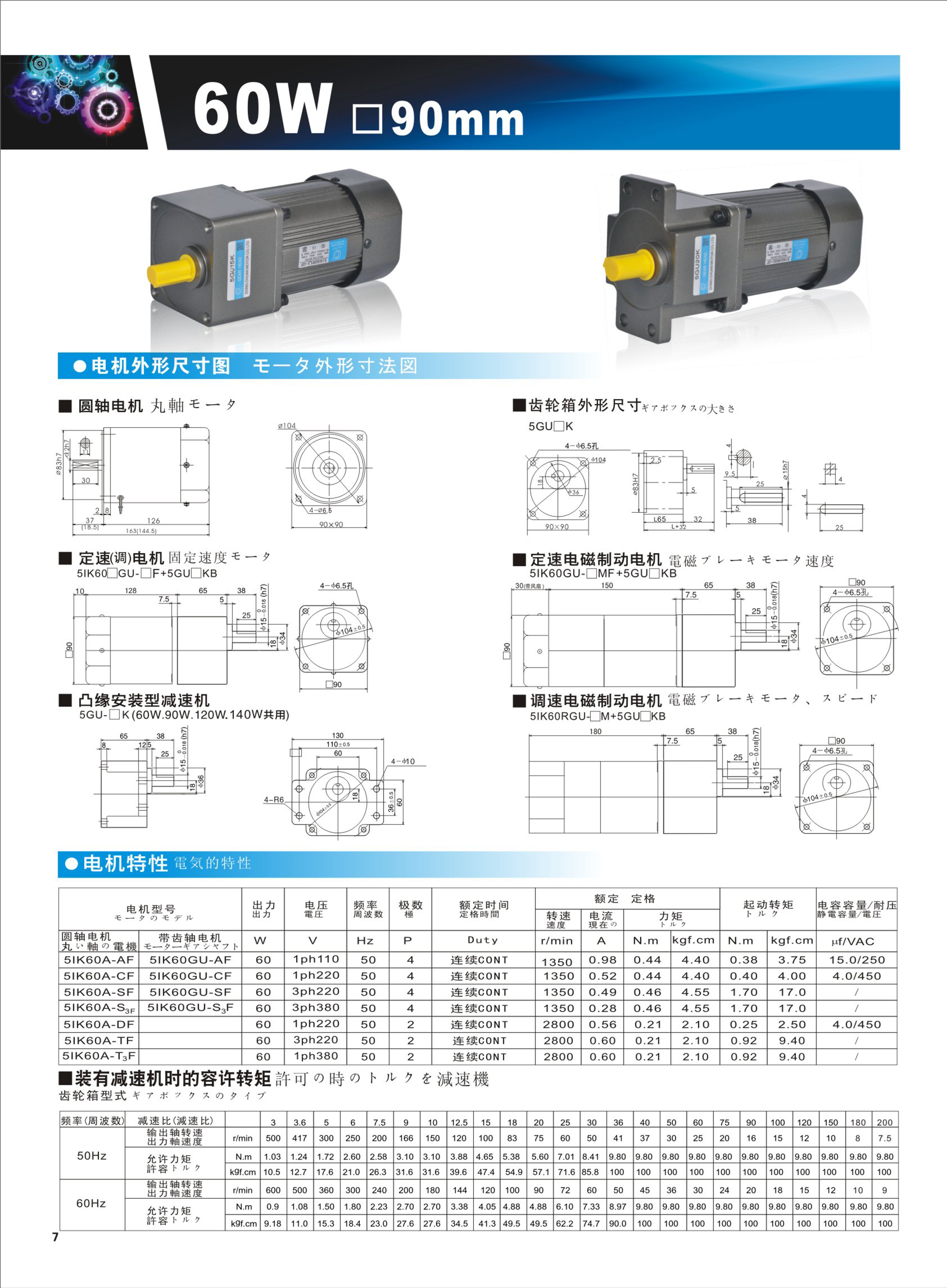 51IK60GU-AF 60W 90mm GEAR REDUCER MOTOR_系列齿轮箱