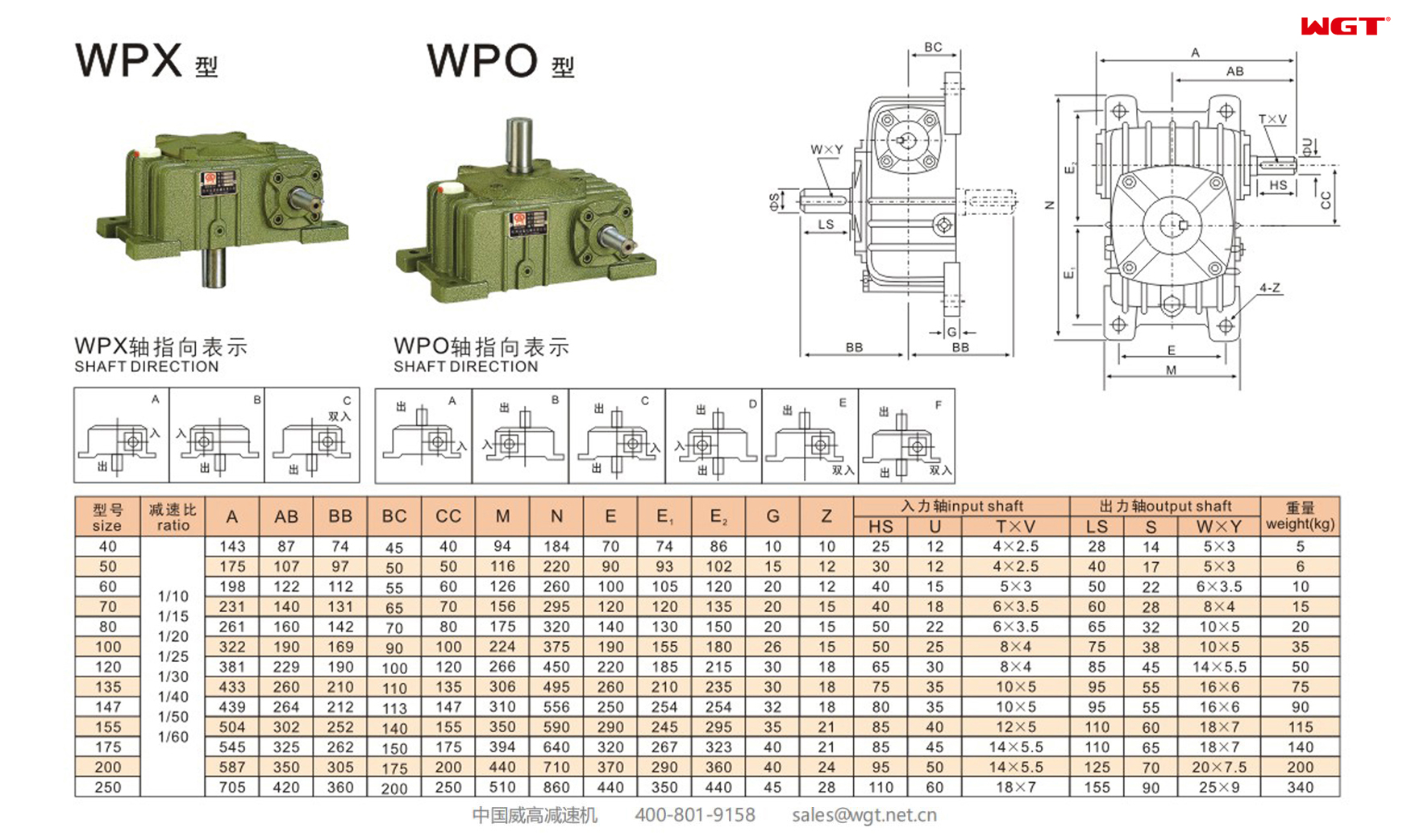 WPO70蜗轮蜗杆减速机单速减速机